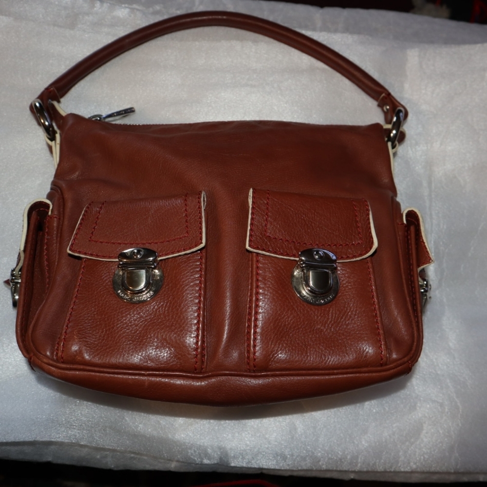 Marc Jacobs Collection 'Blake' Soft Cognac  Silver Multi-Pocket Hobo Bag Vintage - Picture 2 of 10